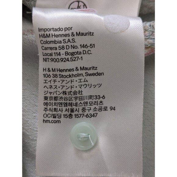 H&M GP&J Baker Collab Top Womens sz 8 Floral Bird Blouse Mint Blue Cottagecore - Picture 12 of 14